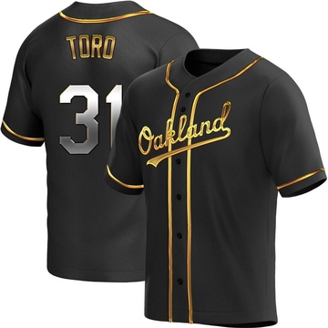 Black Golden Replica Abraham Toro Youth Oakland Athletics Alternate Jersey