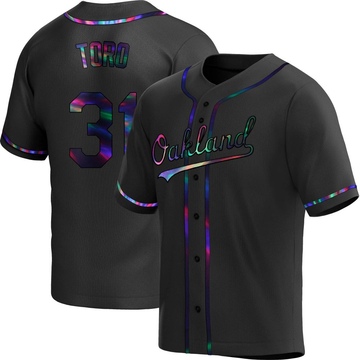 Black Holographic Replica Abraham Toro Men's Oakland Athletics Alternate Jersey