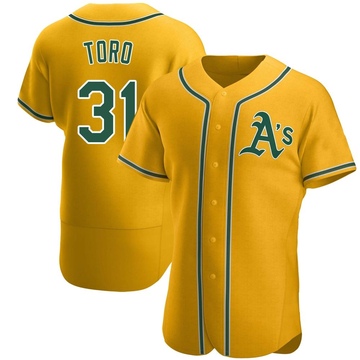 Gold Authentic Abraham Toro Men's Oakland Athletics Alternate Jersey